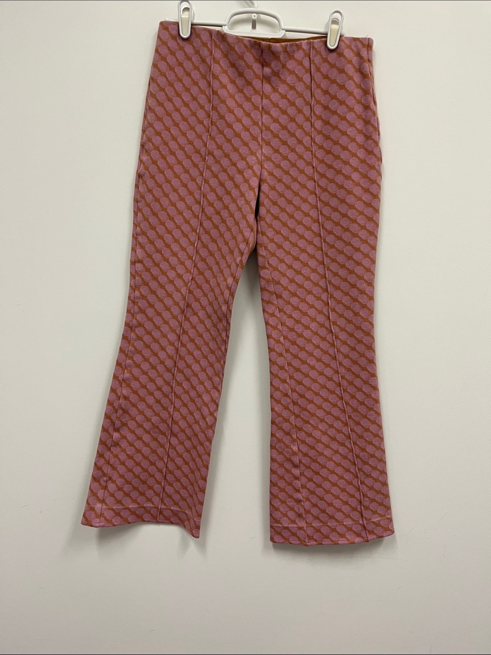Anthropologie Maeve "The Margot"  Pink and Rust Knit Flare Trousers size Small
